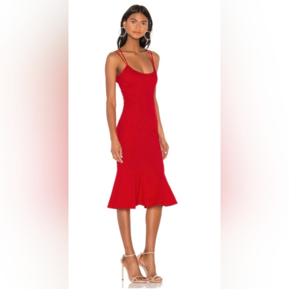 NBD‎ Melody Midi Strappy Open Back Midi Dress in Candy Red Size S